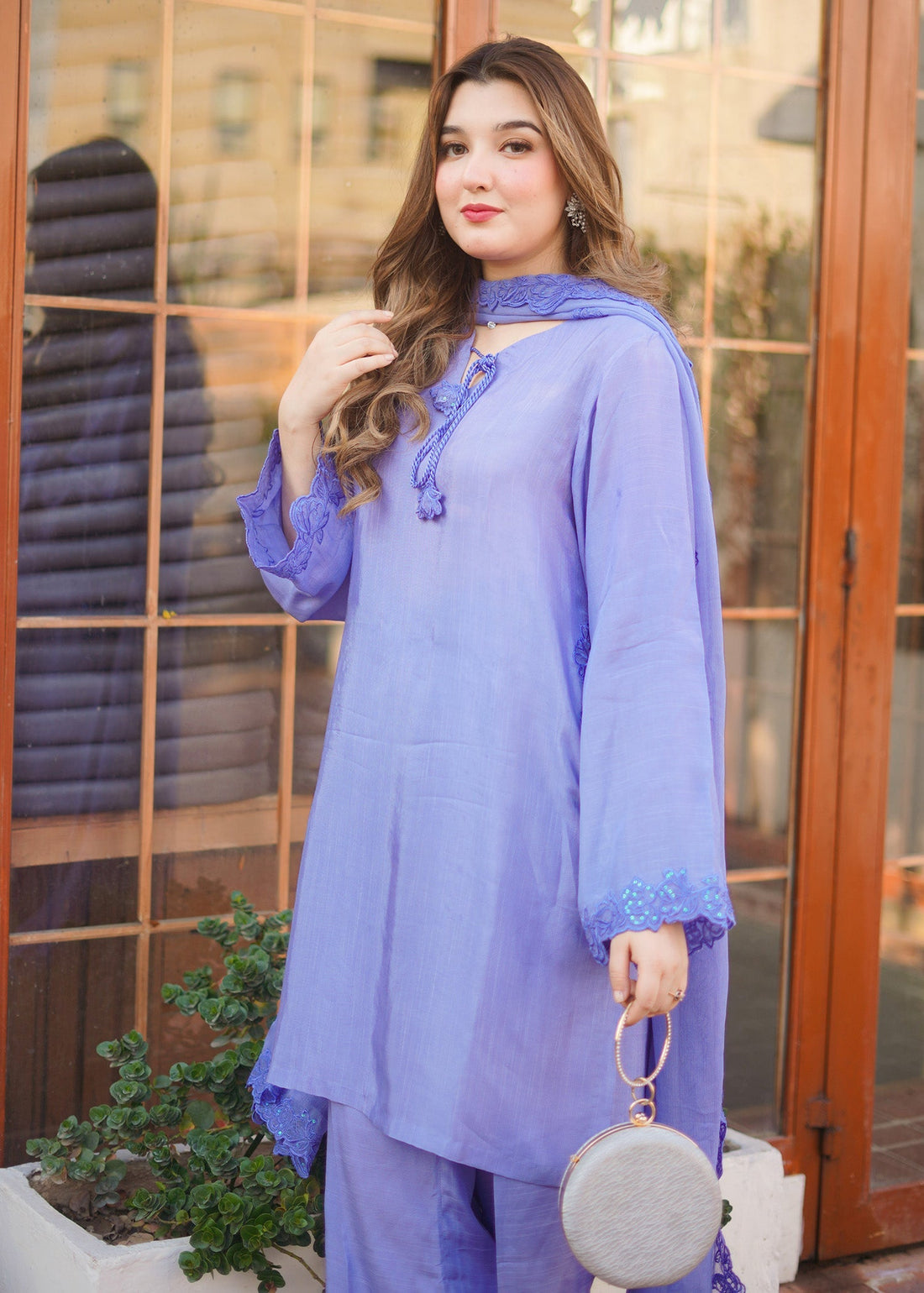 Fozia Khalid | Silk Spire | LAGOON XS Raw Silk Denium Blue