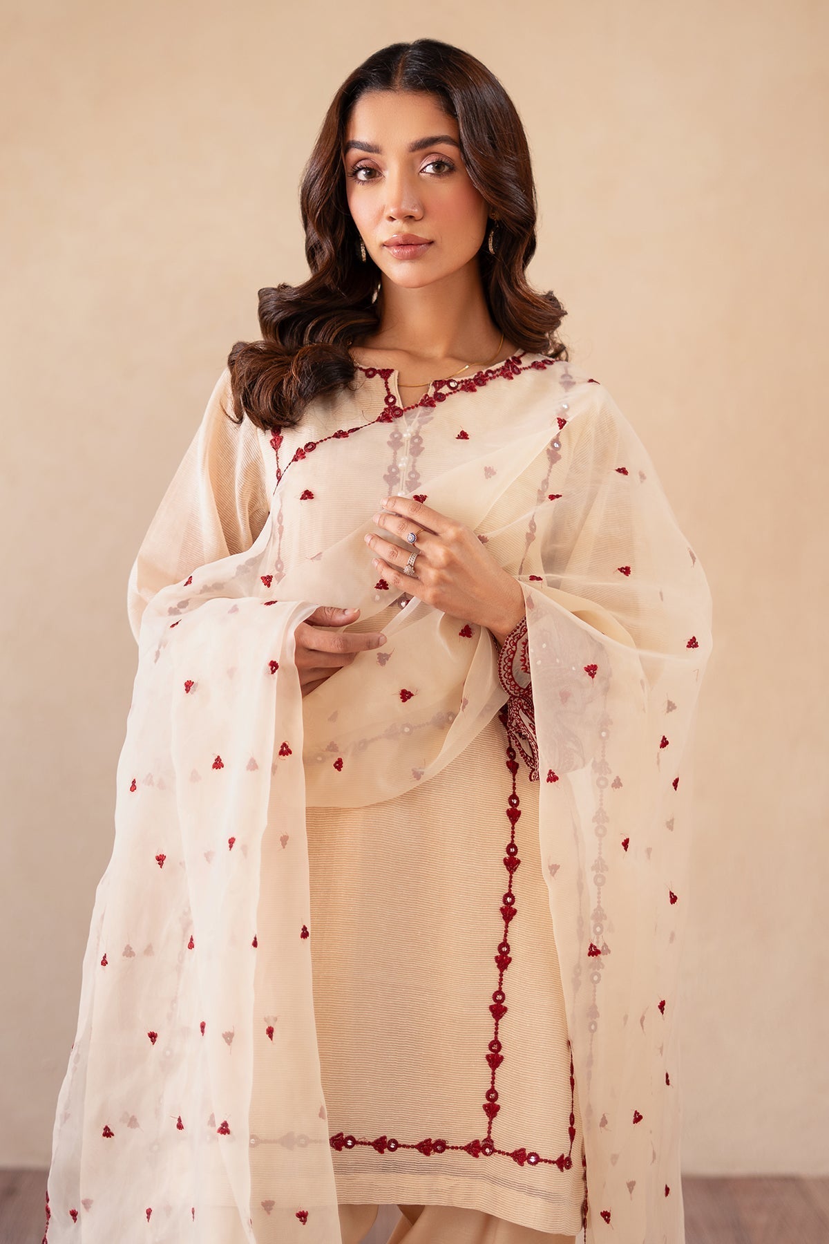 Charizma | Festive Pret | CMA-4-S06 L Off White Cotton Net
