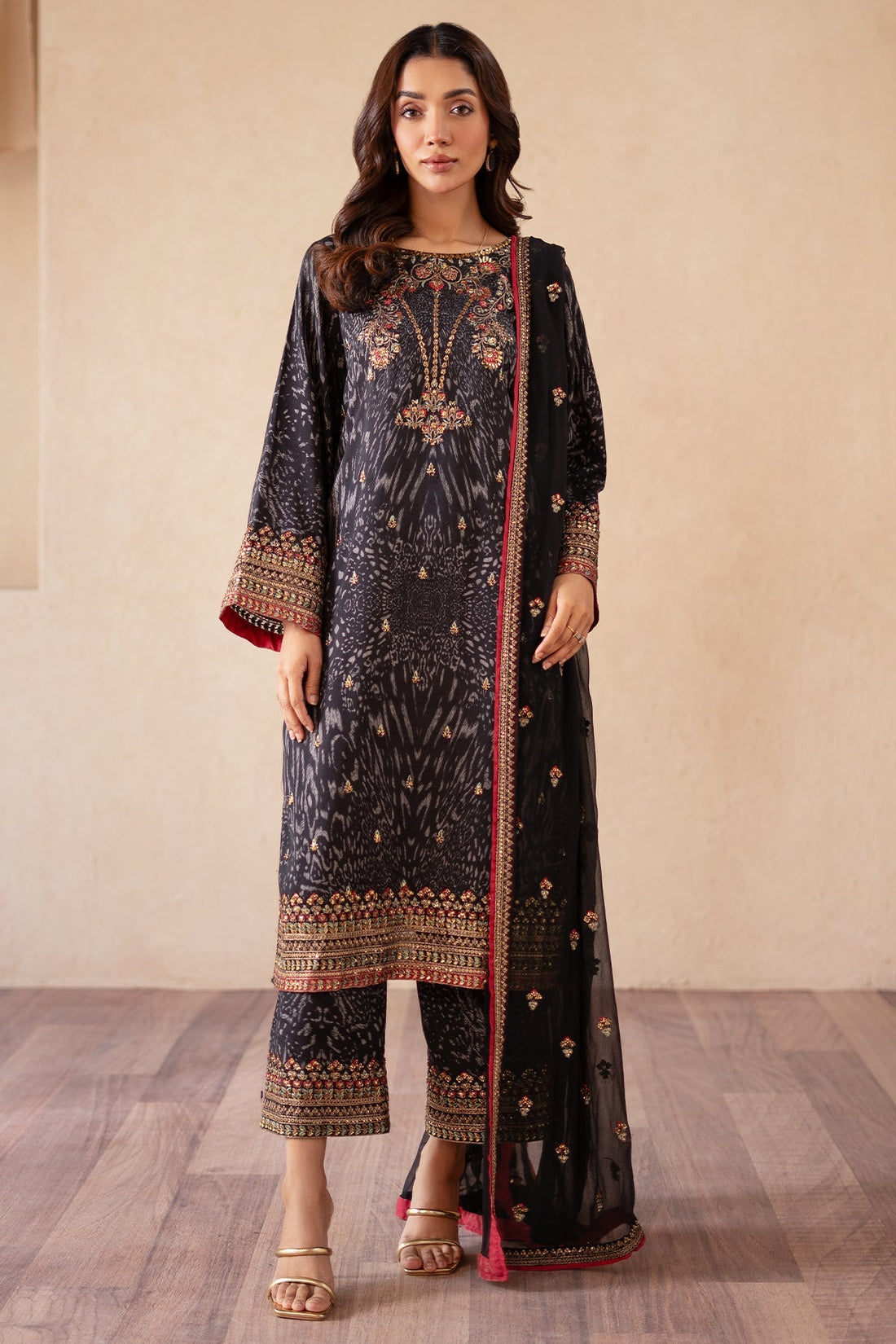 Charizma | Festive Pret | CMA-4-113 S Black Raw Silk