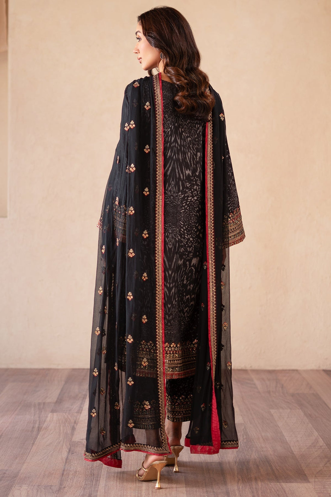 Charizma | Festive Pret | CMA-4-113 S Black Raw Silk