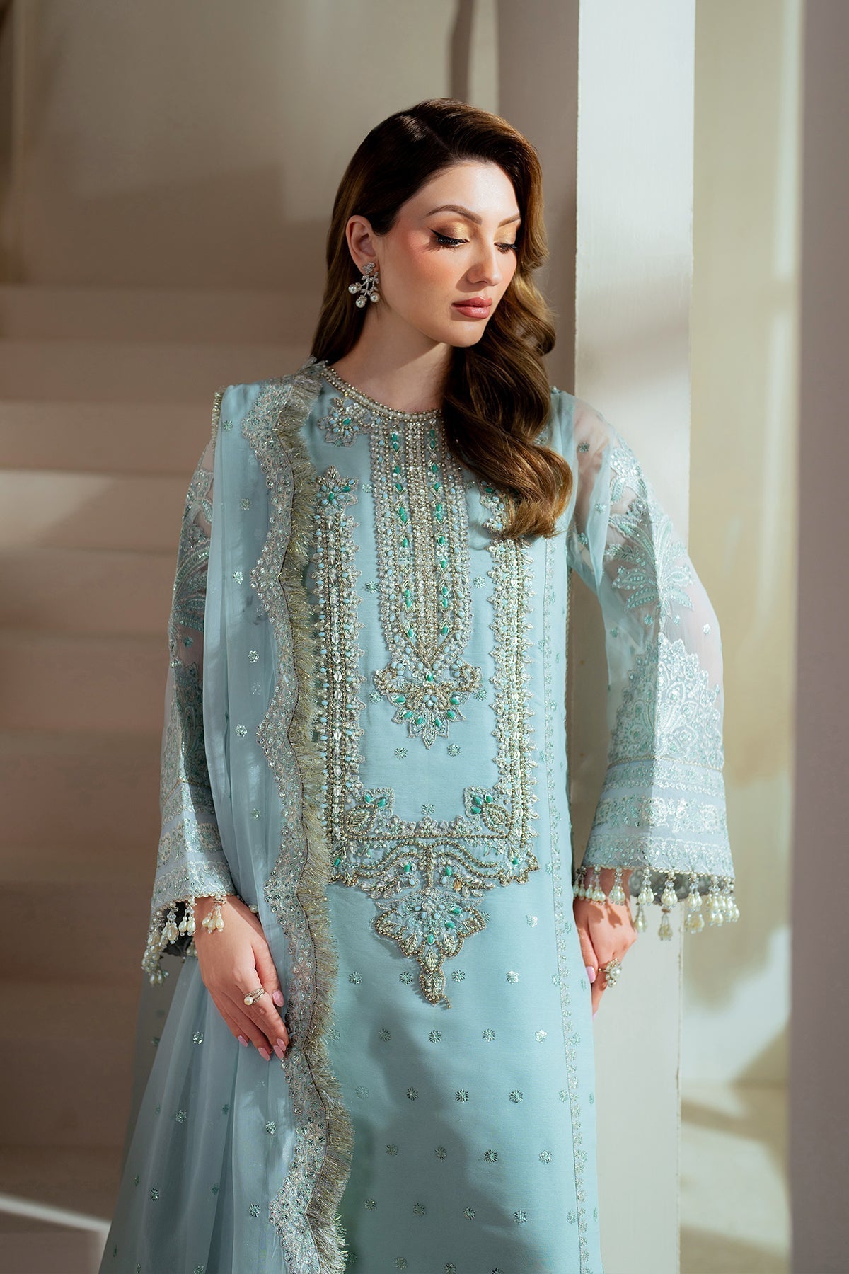 Alizeh | Aymal Chiffon | AF-BHM-4044-Orla M Sky Blue Chiffon