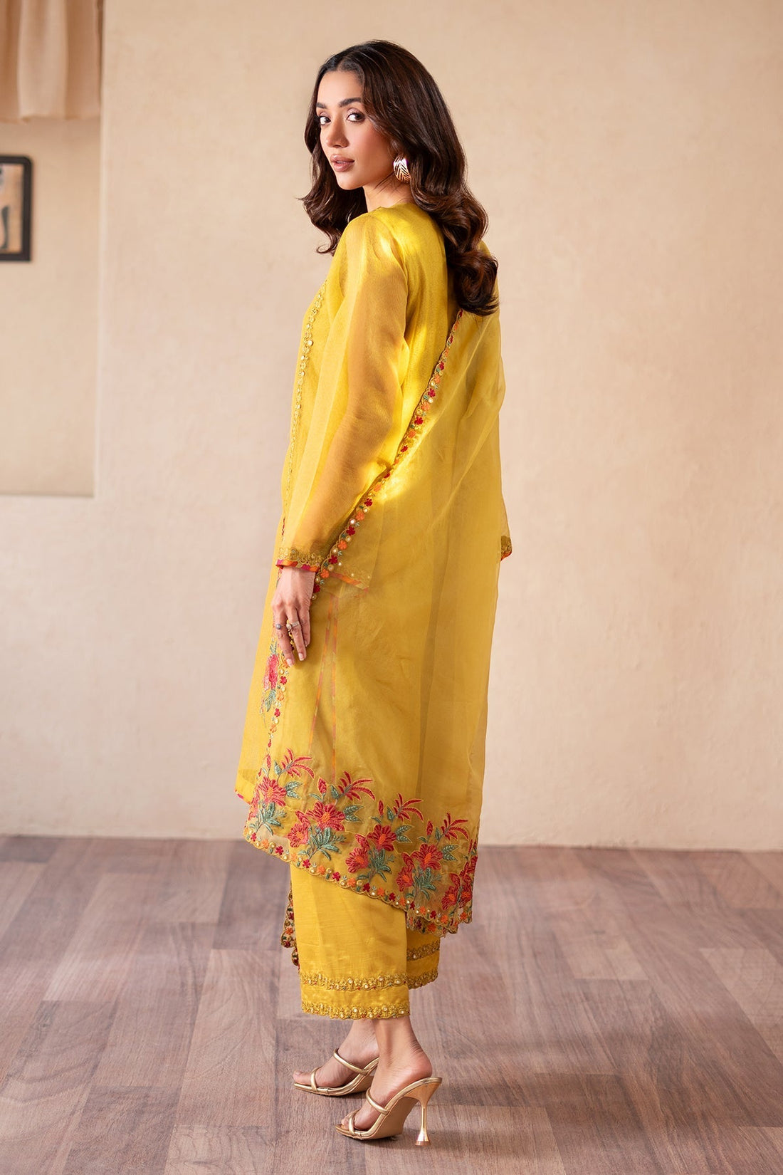 Charizma | Festive Pret | CMA-4-S03 S Mustard Yellow Cotton Net