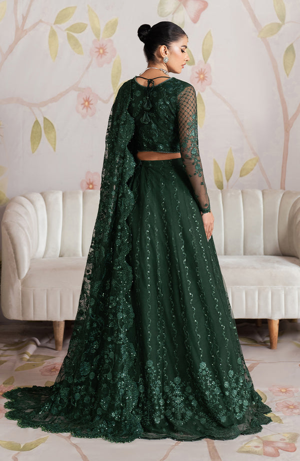Zarif | Shehnai Luxury Wedding Edit | MEESAM XS Bottle Green Net