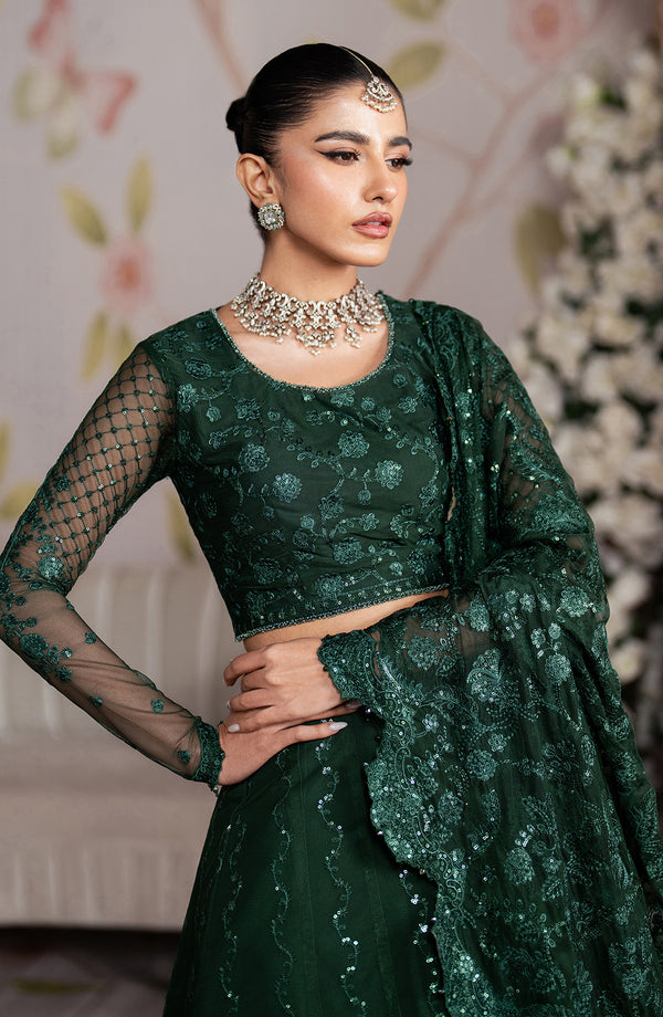 Zarif | Shehnai Luxury Wedding Edit | MEESAM L Bottle Green Net