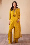 Charizma | Festive Pret | CMA-4-077 L Mustard Raw Silk