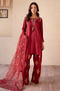Charizma | Festive Pret | CMA-4-077 L Maroon Raw Silk