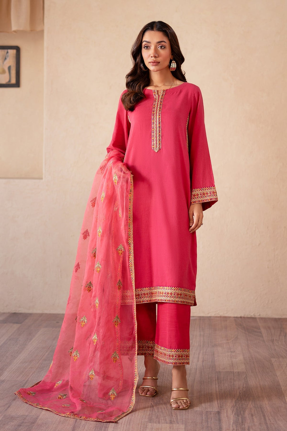 Charizma | Festive Pret | CMA-4-S04 S Hot Pink Cotton Net