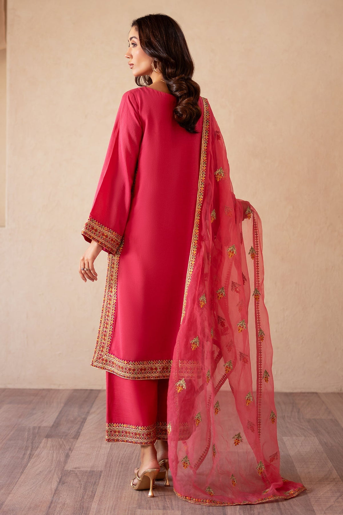 Charizma | Festive Pret | CMA-4-S04 S Hot Pink Cotton Net