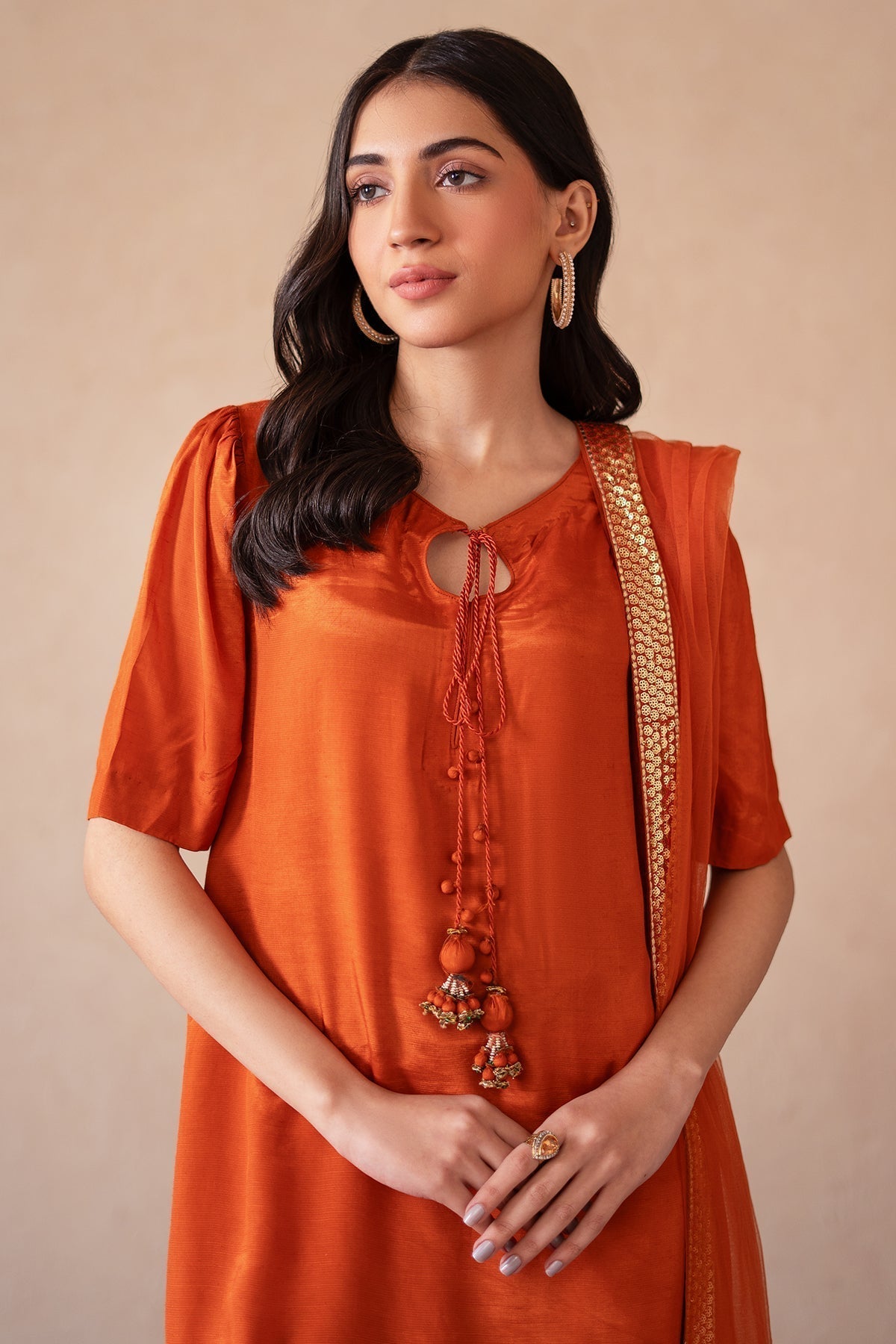 Charizma | Festive Pret | CMA-4-106 L Orange Raw Silk