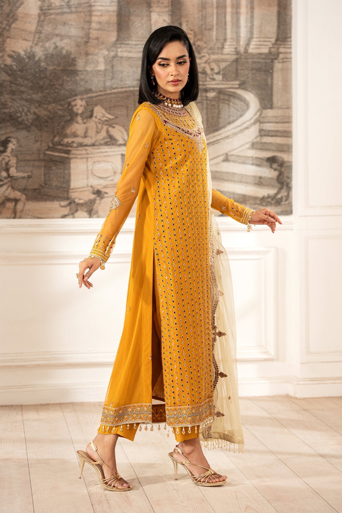 Zarif | Formal Edit 25 | ZFE-04 ELIZA L Mustard Yellow Lawn