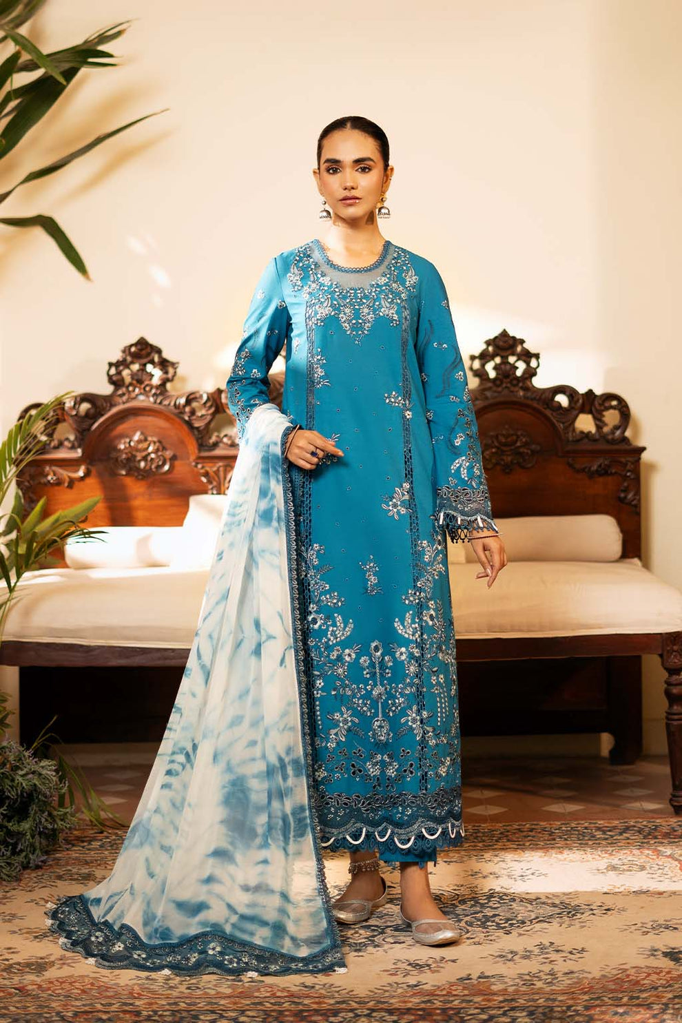 Zarposh | Sajni Lawn 25 | Azal XS Teal Blue Lawn