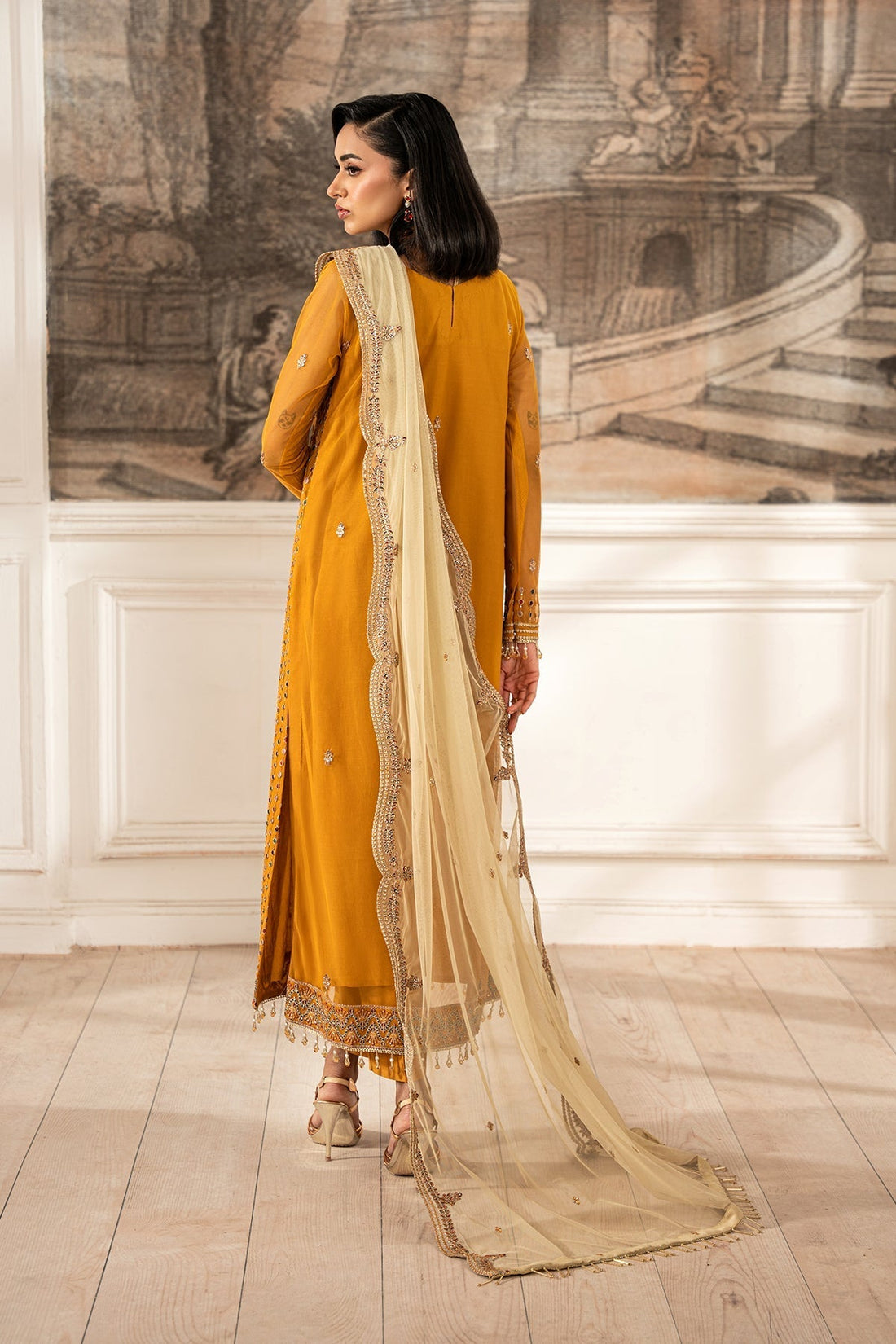 Zarif | Formal Edit 25 | ZFE-04 ELIZA XS Mustard Yellow Lawn