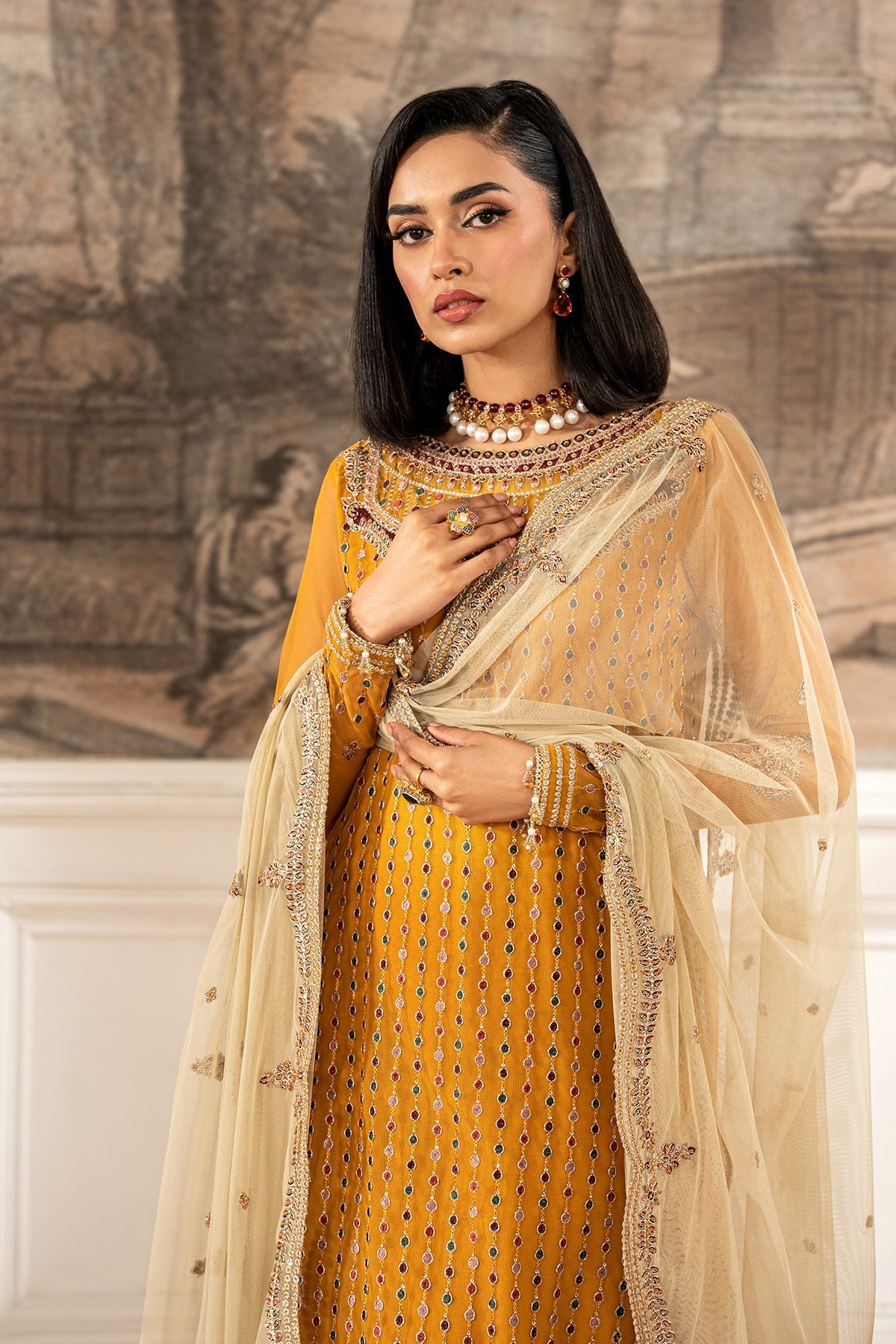 Zarif | Formal Edit 25 | ZFE-04 ELIZA XL Mustard Yellow Lawn