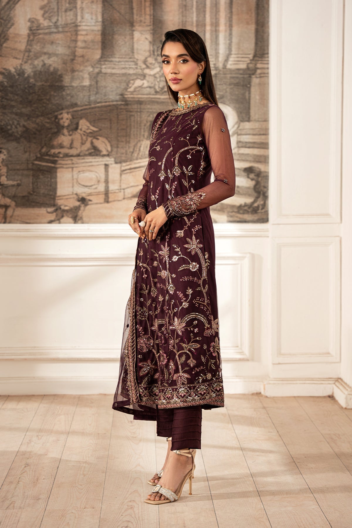 Zarif | Formal Edit 25 | ZFE-06 DAHLIA XL Dark Plum Net