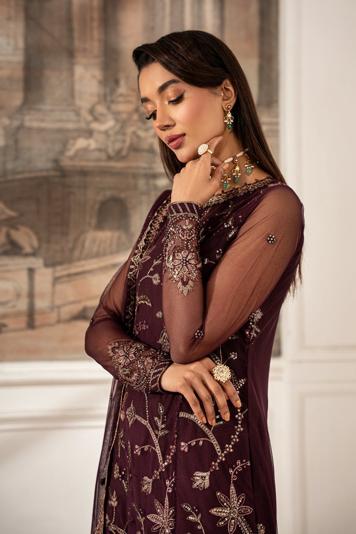 Zarif | Formal Edit 25 | ZFE-06 DAHLIA L Dark Plum Net