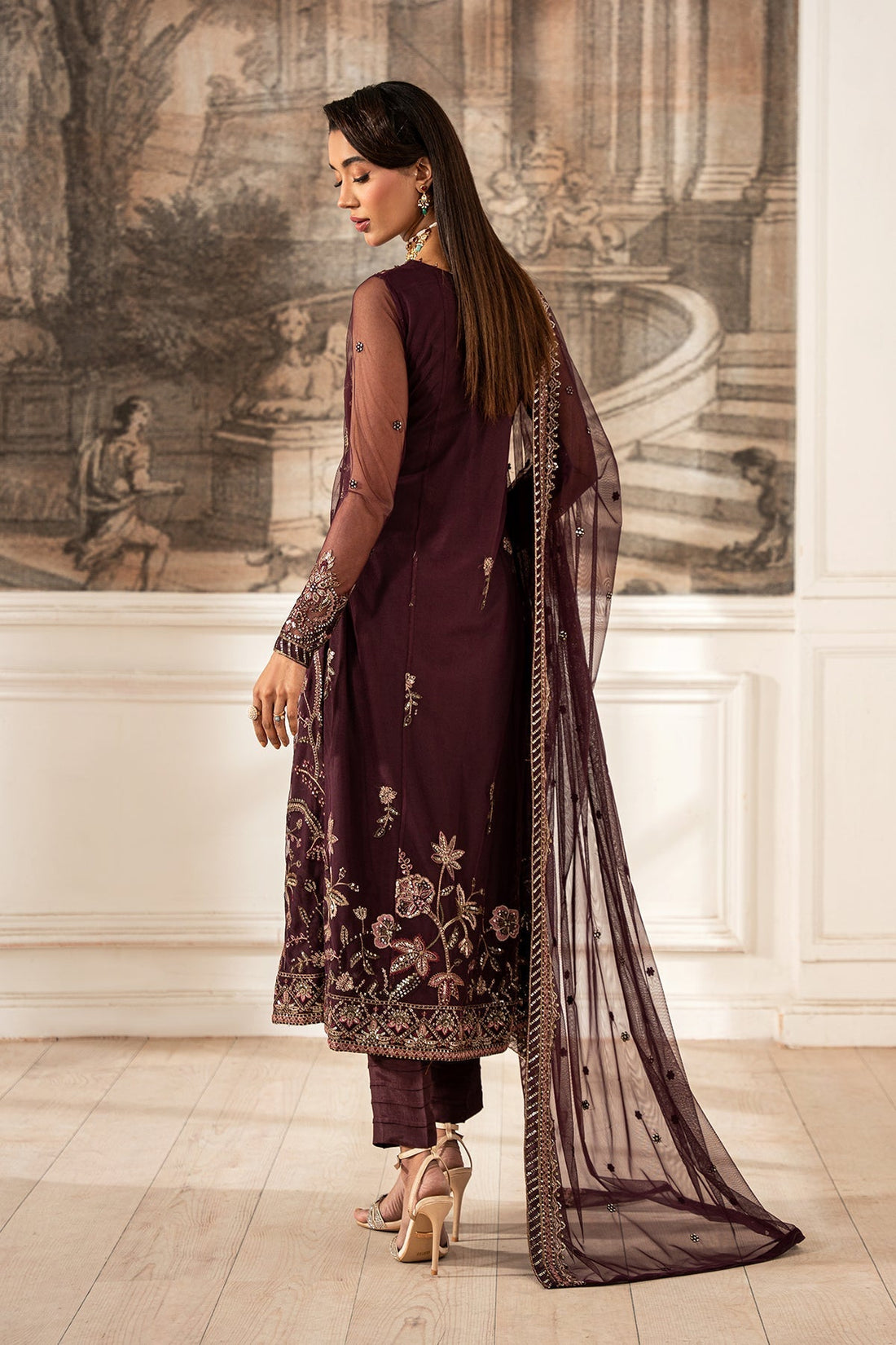 Zarif | Formal Edit 25 | ZFE-06 DAHLIA XS Dark Plum Net