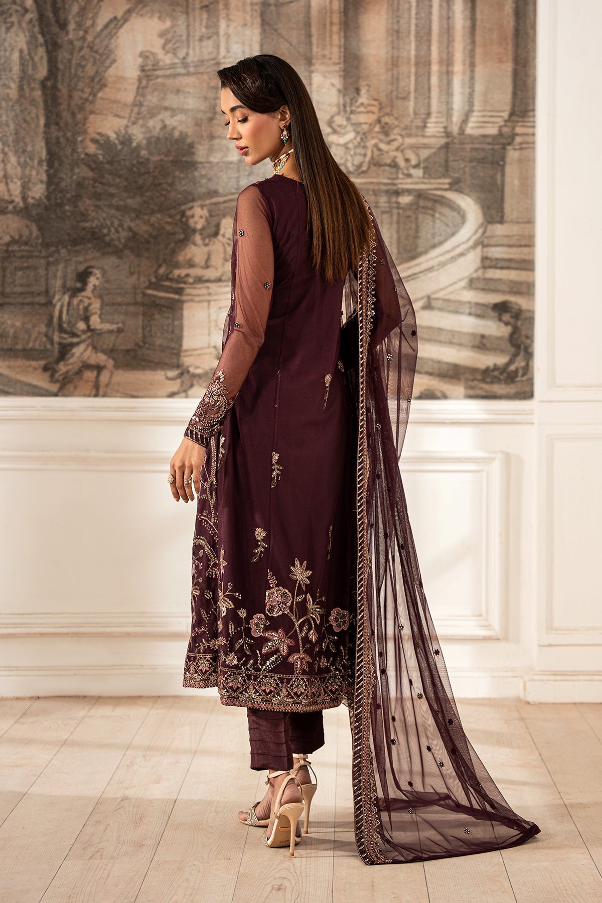 Zarif | Formal Edit 25 | ZFE-06 DAHLIA S Dark Plum Net