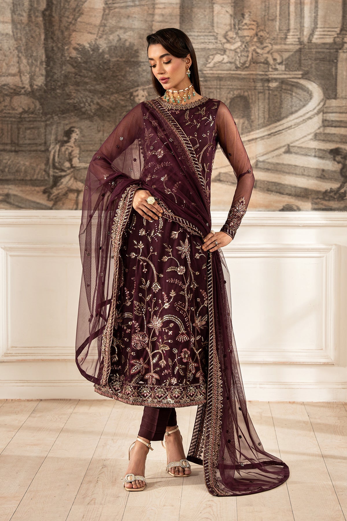 Zarif | Formal Edit 25 | ZFE-06 DAHLIA M Dark Plum Net