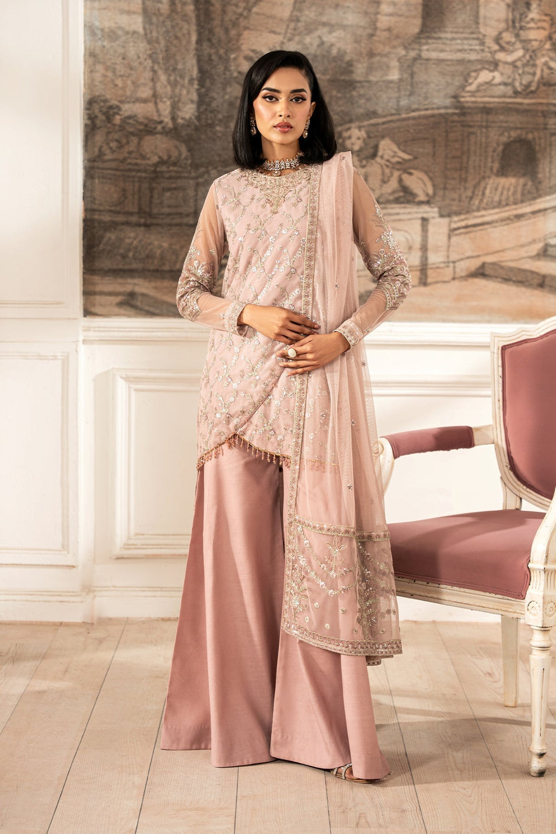 Zarif | Formal Edit 25 | ZFE-03 VIVIAN XS Powder Pink Lawn
