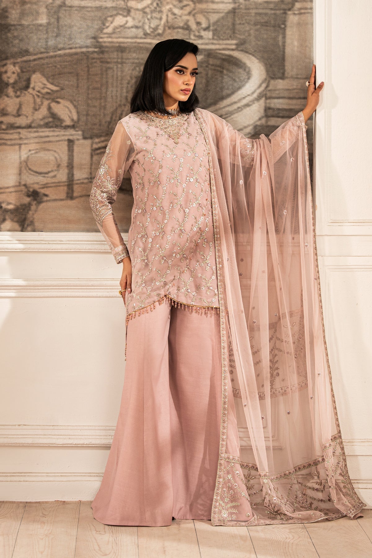 Zarif | Formal Edit 25 | ZFE-03 VIVIAN M Powder Pink Lawn