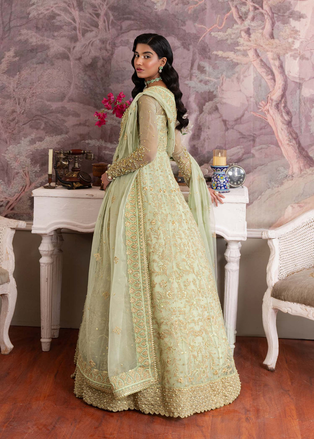 Dastoor | Airah Festive 25 | Opaline XS Pistachio Green Organza