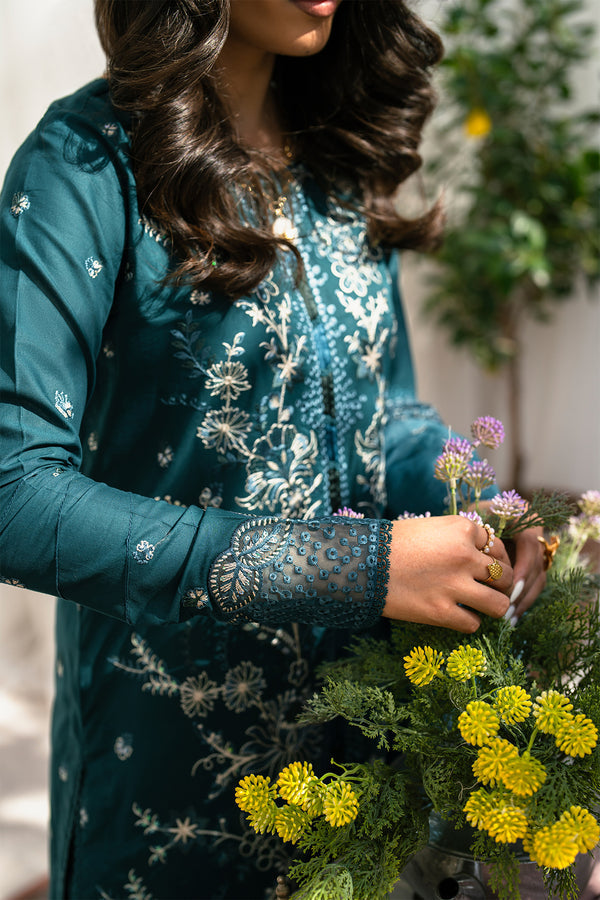 Zarif | Lamhay Luxury Eid Lawn 25 | 04 WARINA M Teal Green Lawn