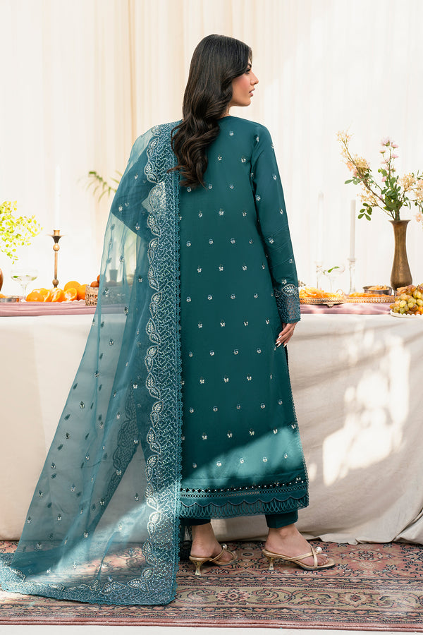Zarif | Lamhay Luxury Eid Lawn 25 | 04 WARINA S Teal Green Lawn