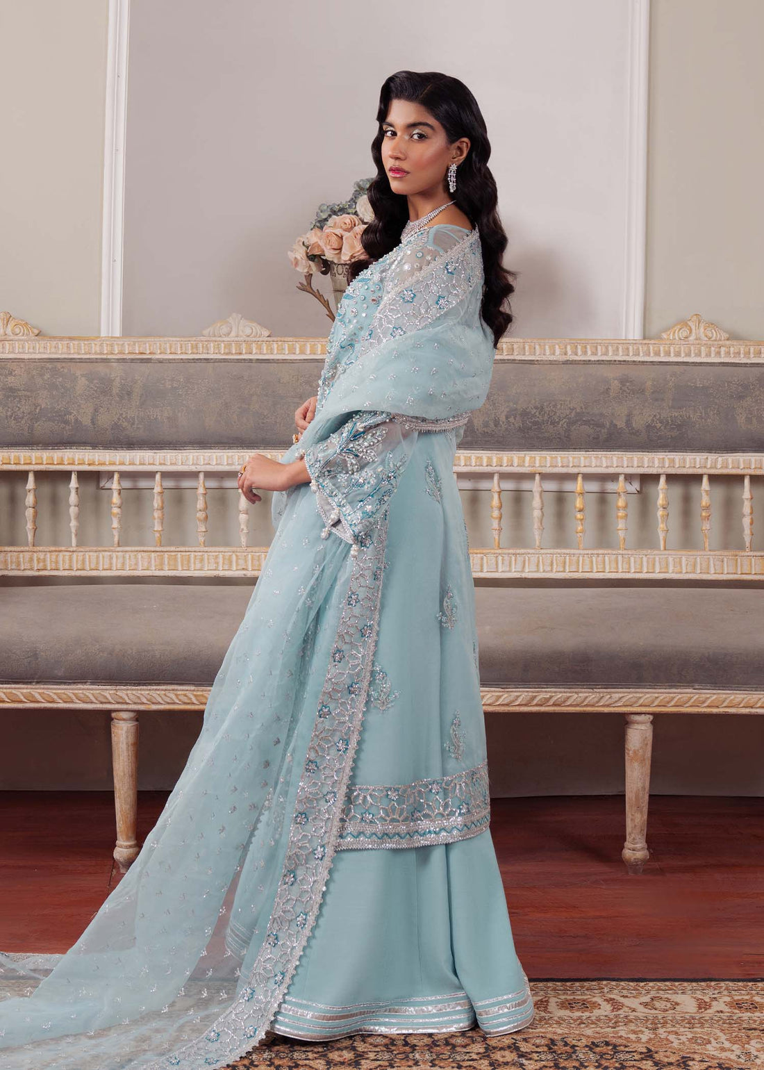 Dastoor | Airah Festive 25 | Starlight XS Ice Blue Organza