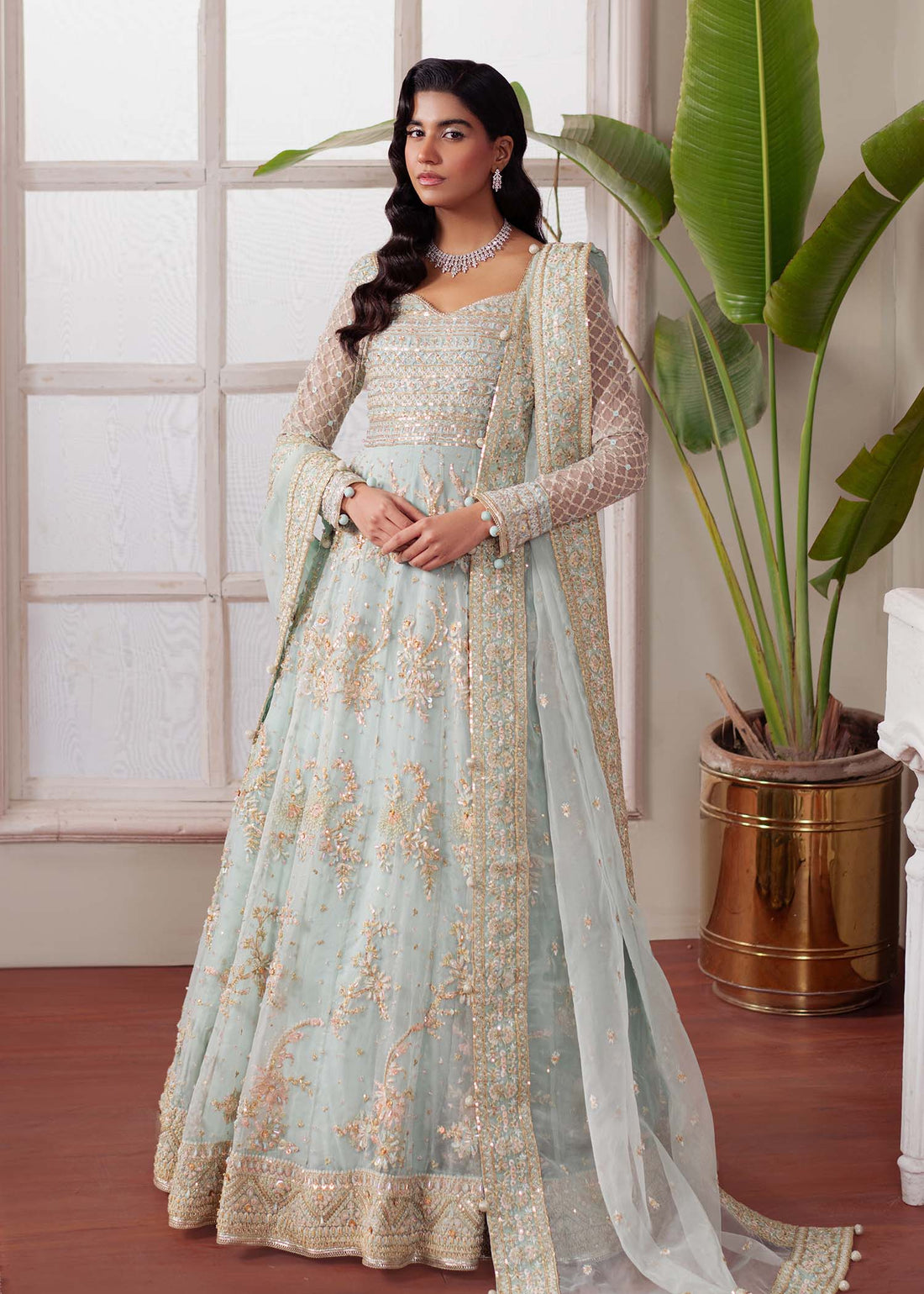 Dastoor | Airah Festive 25 | Majesty XS Light Ferozi Organza