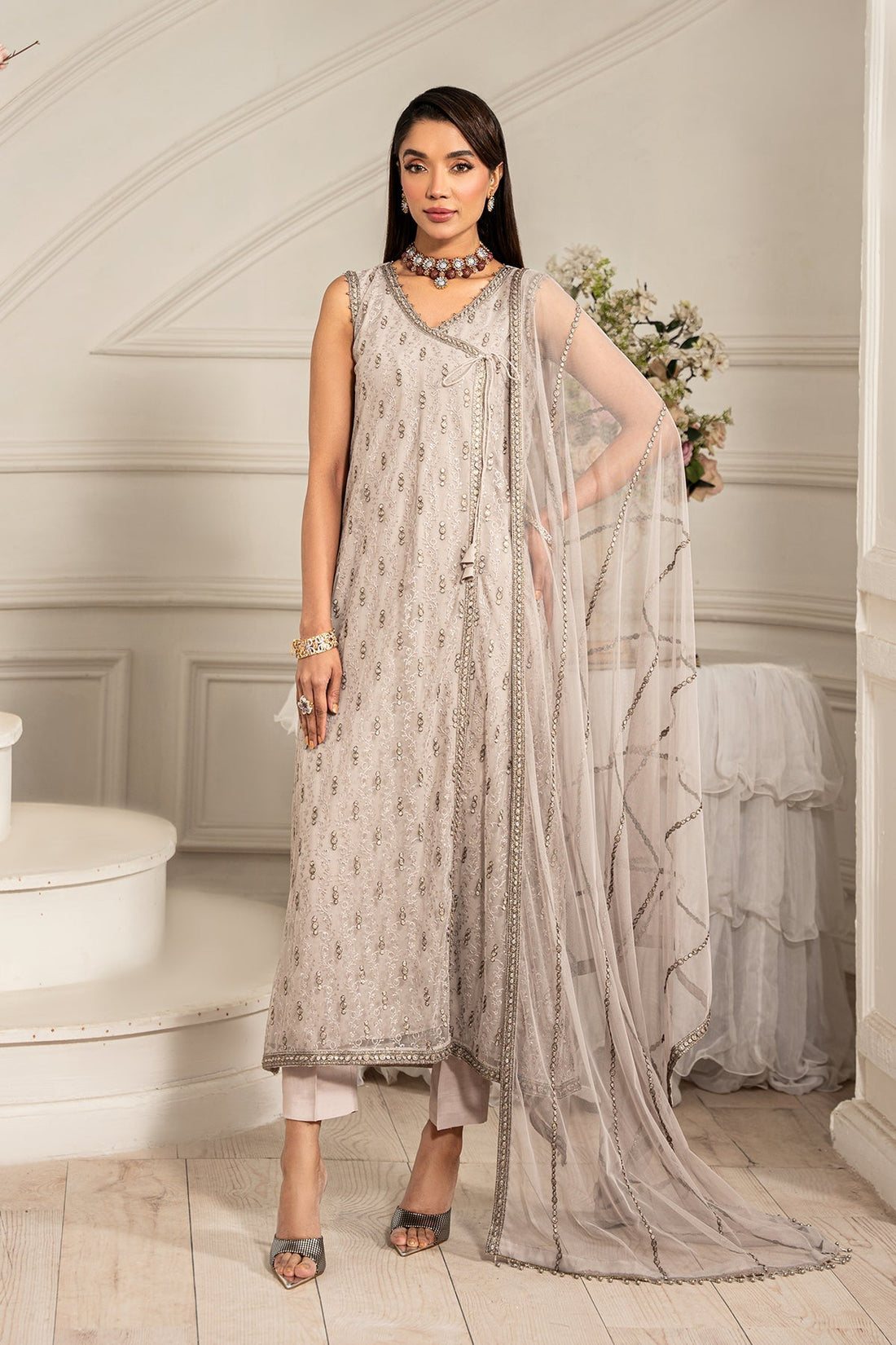 Zarif | Formal Edit 25 | ZFE-05 ALAINA XS Cloud Gray Net