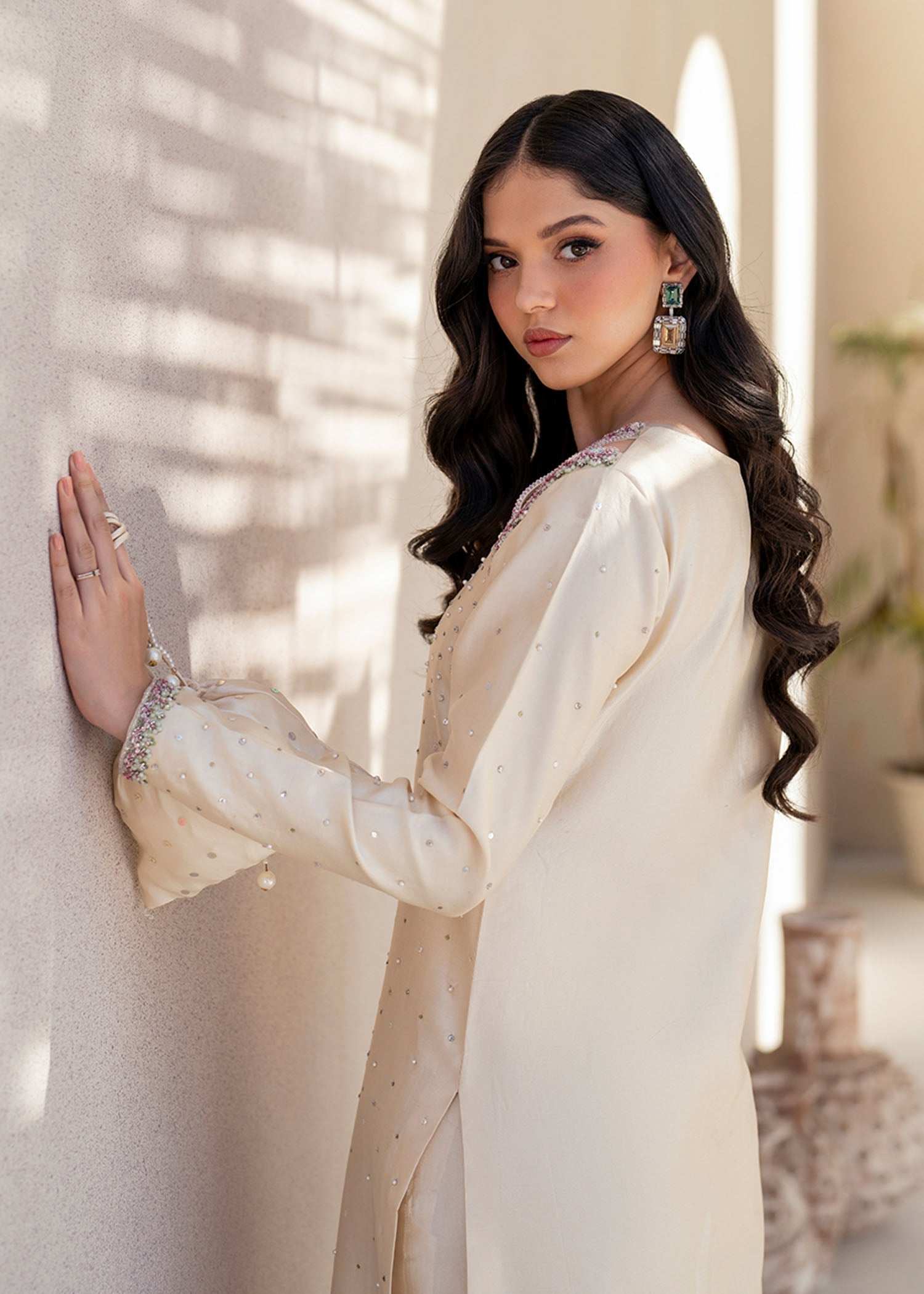 Dastoor | Maahi Luxury Pret 25 | Guzel M Off White Tissue Silk