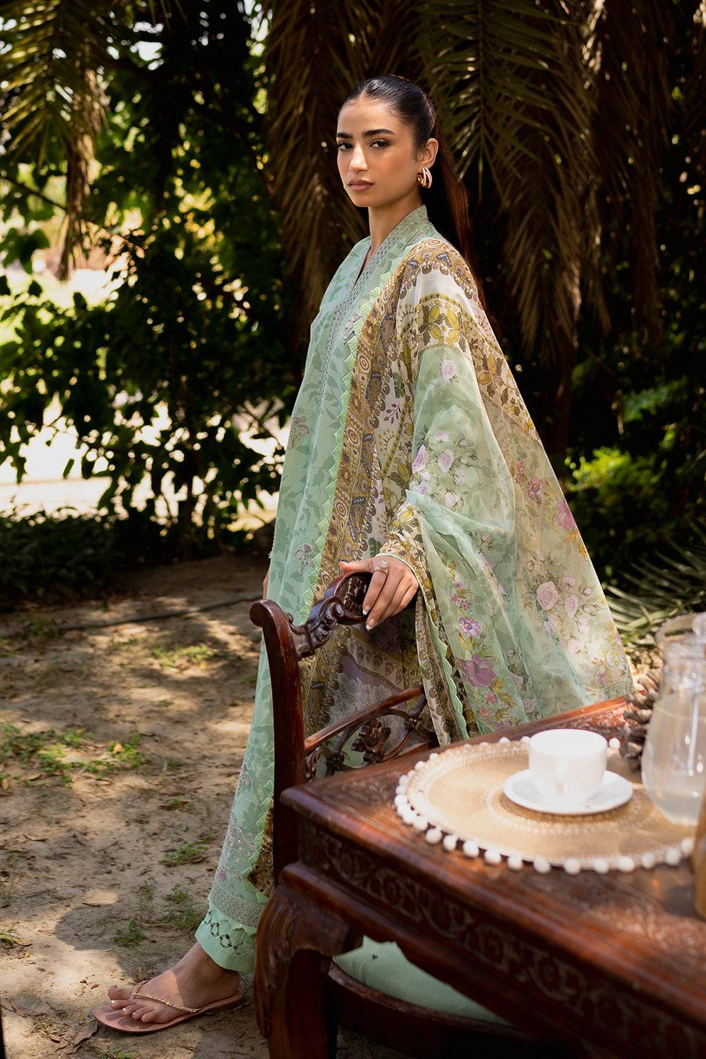 Neeshay | Summer Lines Printkari | SAGE BRUSH - Pakistani Designer Dress - by Neeshay | Type: Luxury - 100% Original at Saira Sultan
