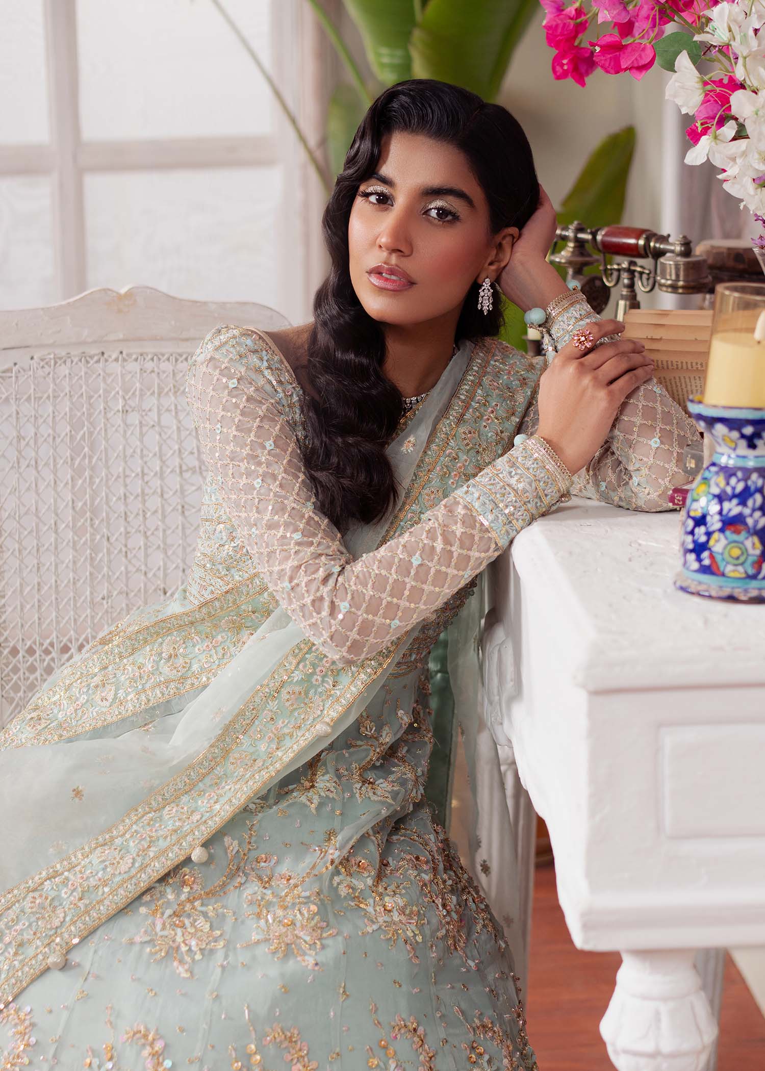 Dastoor | Airah Festive 25 | Majesty L Light Ferozi Organza