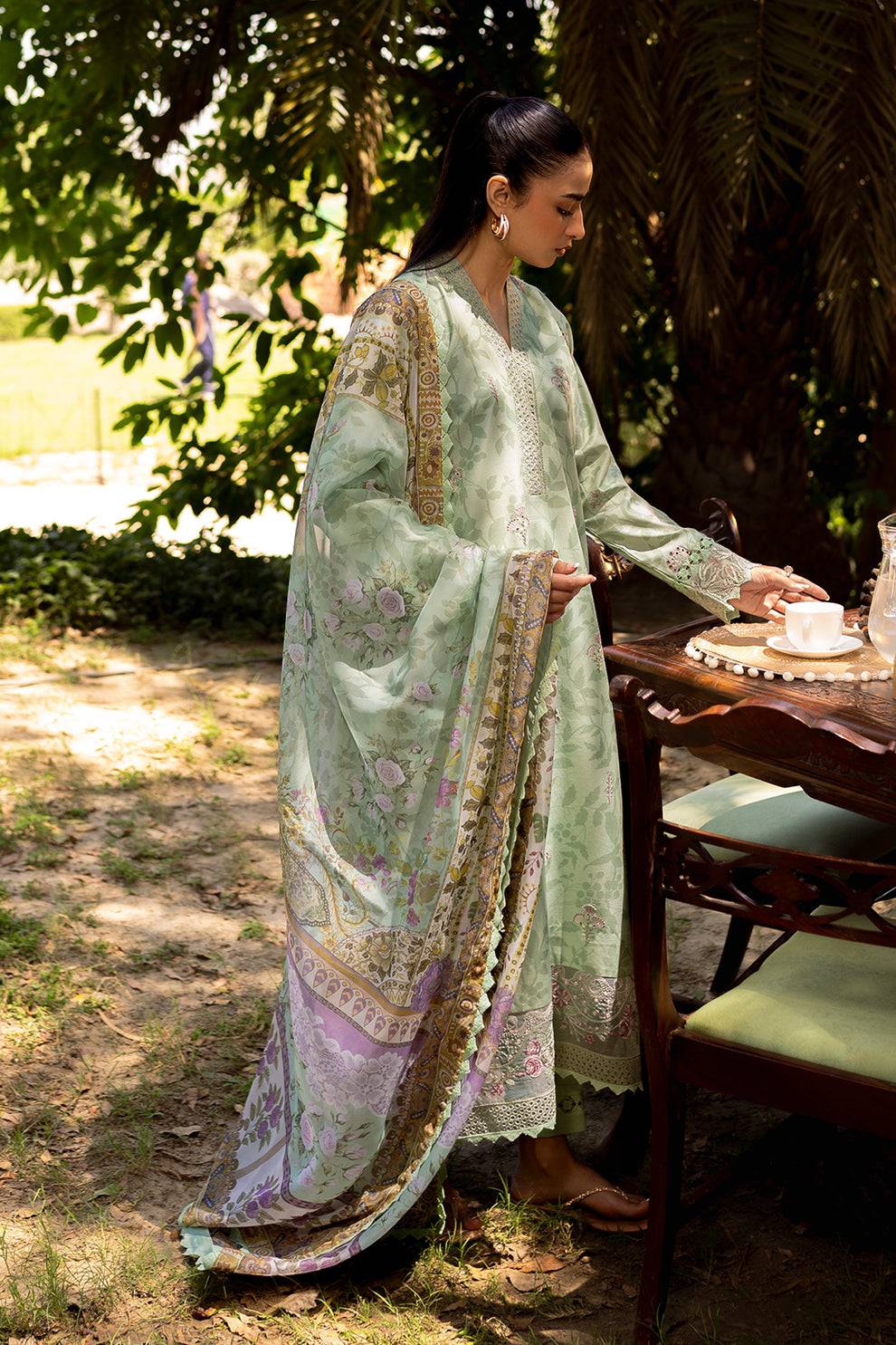 Neeshay | Summer Lines Printkari | SAGE BRUSH - Pakistani Designer Dress - by Neeshay | Type: Luxury - 100% Original at Saira Sultan