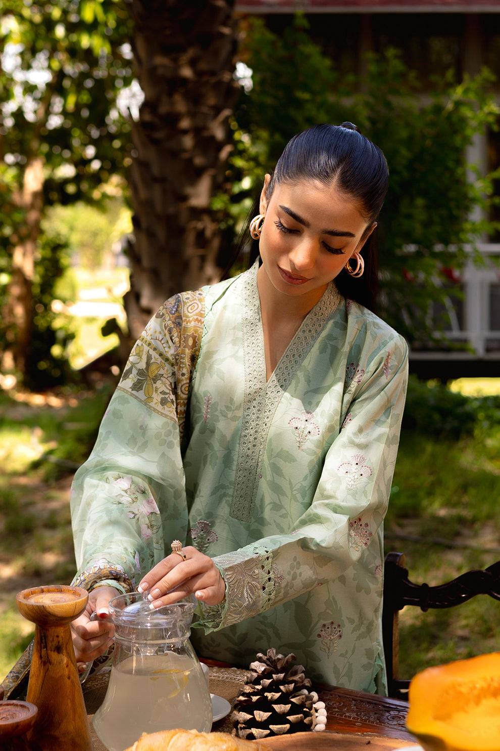 Neeshay | Summer Lines Printkari | SAGE BRUSH - Pakistani Designer Dress - by Neeshay | Type: Luxury - 100% Original at Saira Sultan