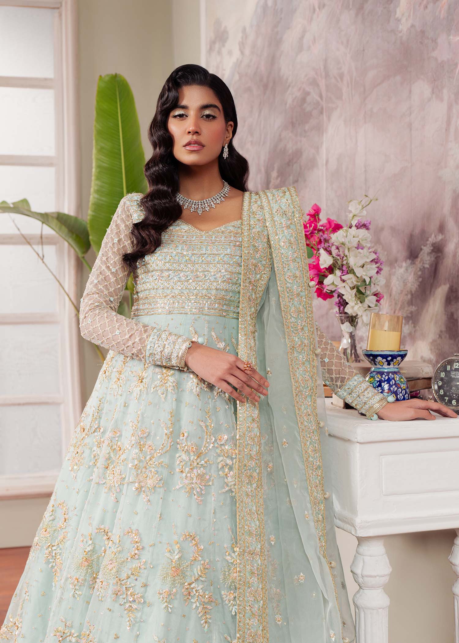 Dastoor | Airah Festive 25 | Majesty M Light Ferozi Organza