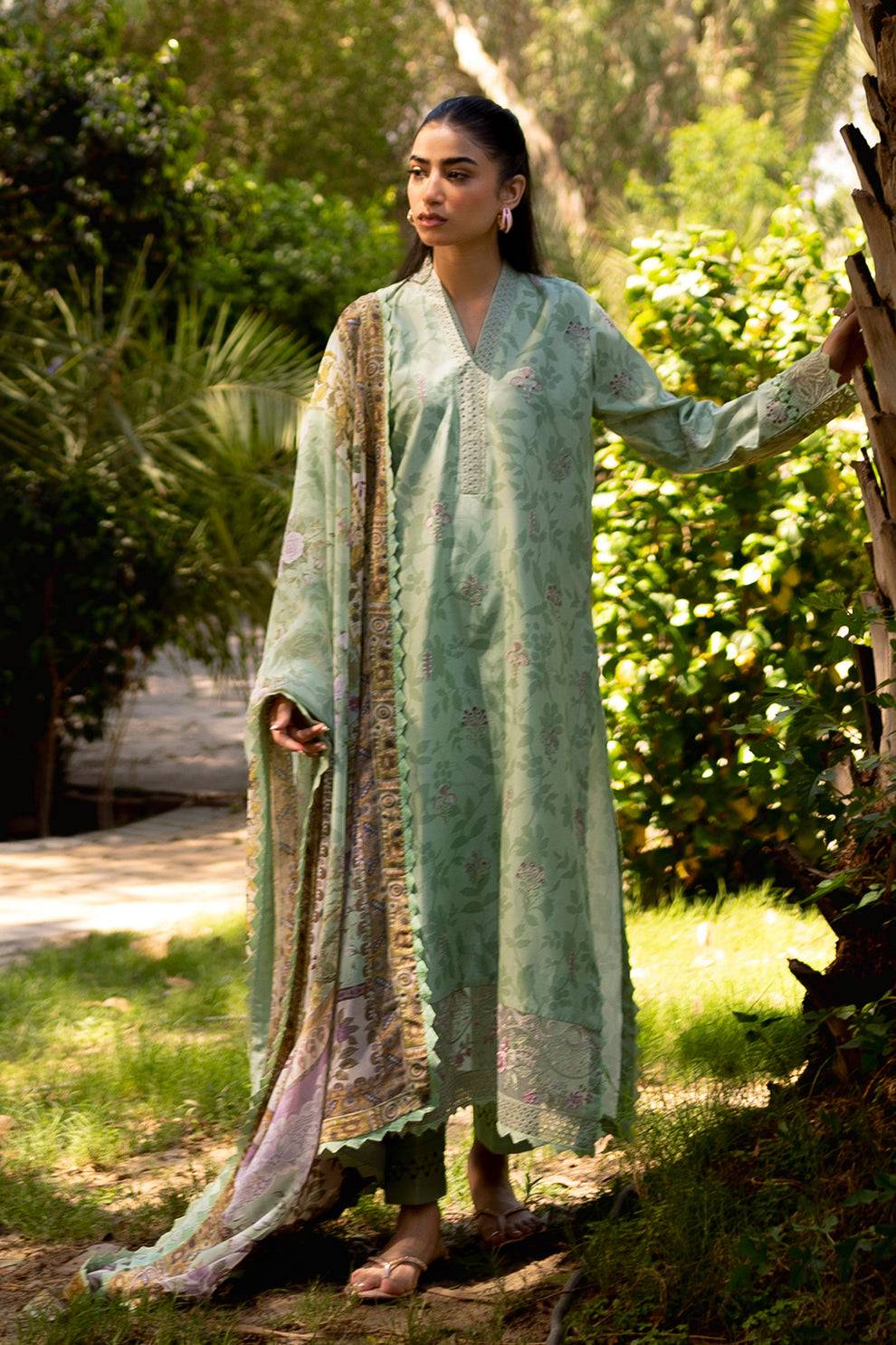 Neeshay | Summer Lines Printkari | SAGE BRUSH - Pakistani Designer Dress - by Neeshay | Type: Luxury - 100% Original at Saira Sultan