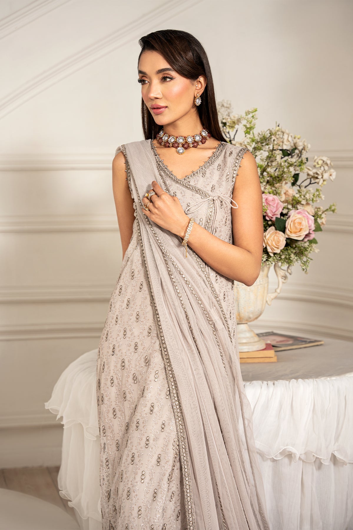 Zarif | Formal Edit 25 | ZFE-05 ALAINA L Cloud Gray Net