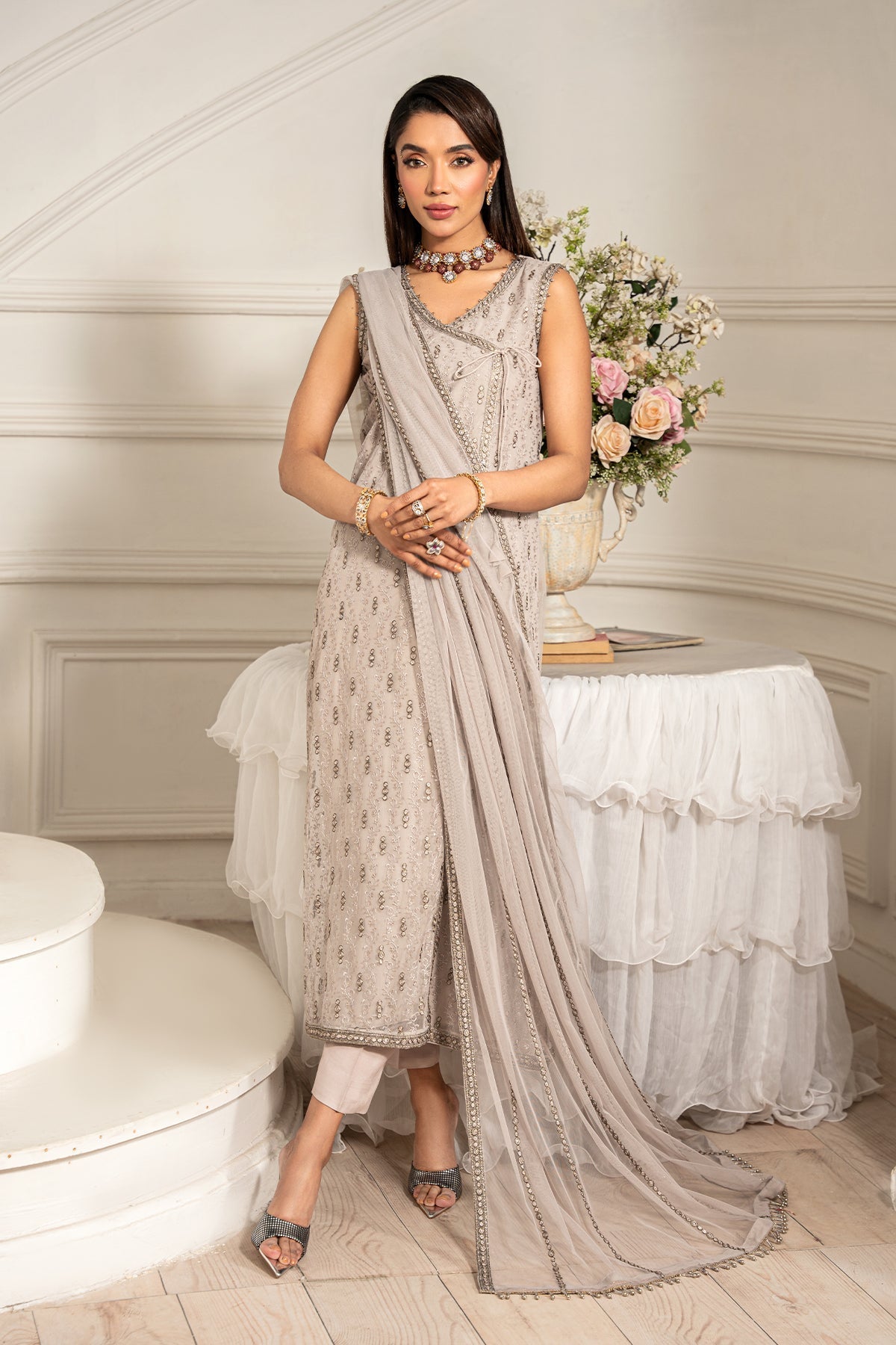 Zarif | Formal Edit 25 | ZFE-05 ALAINA M Cloud Gray Net