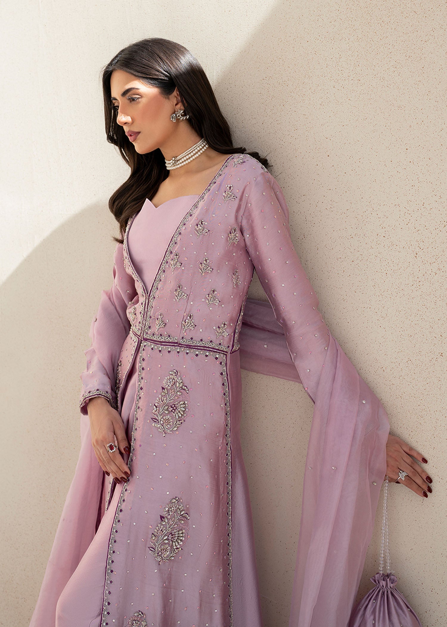 Dastoor | Maahi Luxury Pret 25 | Careesa M Lilac Tissue Silk