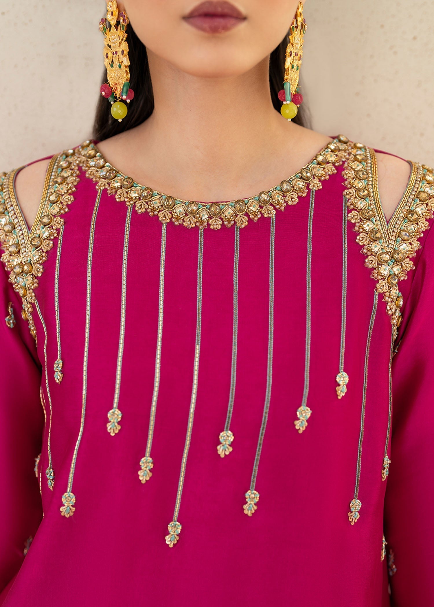 Dastoor | Maahi Luxury Pret 25 | Fuchsia Rose M Hot Pink Tissue Silk