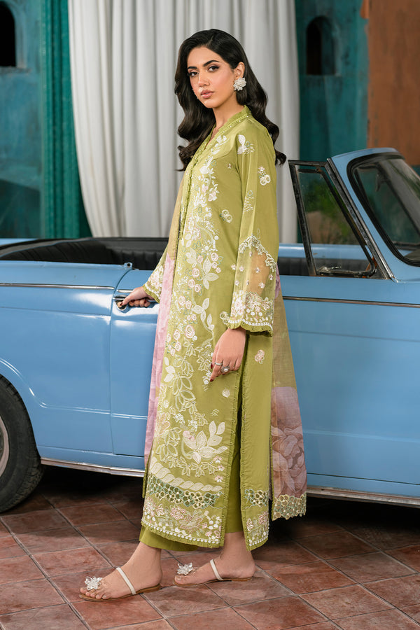 Zarif | Lamhay Luxury Eid Lawn 25 | 03 HIRRAM L Olive Lawn