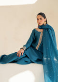 Dastoor | Maahi Luxury Pret 25 | ELISA XL Teal Blue Tissue Silk