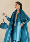 Dastoor | Maahi Luxury Pret 25 | ELISA L Teal Blue Tissue Silk