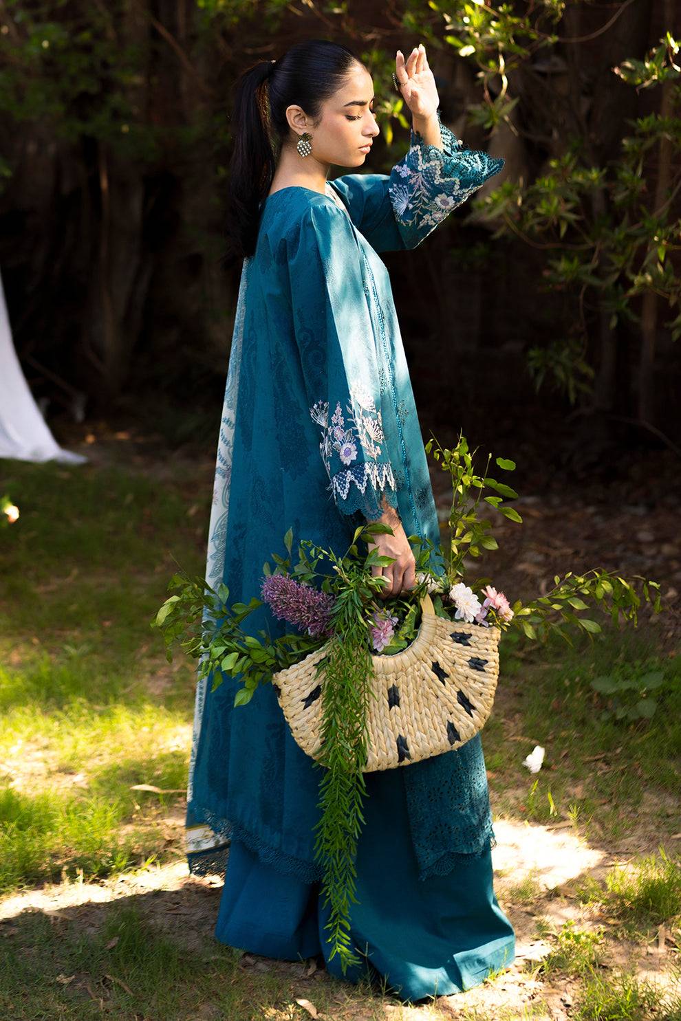 Neeshay | Summer Lines Printkari | LAGOON - Pakistani Designer Dress - by Neeshay | Type: Luxury - 100% Original at Saira Sultan