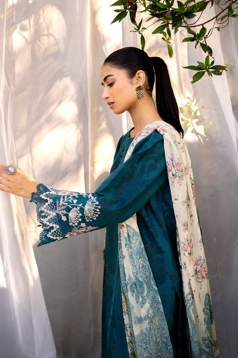 Neeshay | Summer Lines Printkari | LAGOON - Pakistani Designer Dress - by Neeshay | Type: Luxury - 100% Original at Saira Sultan