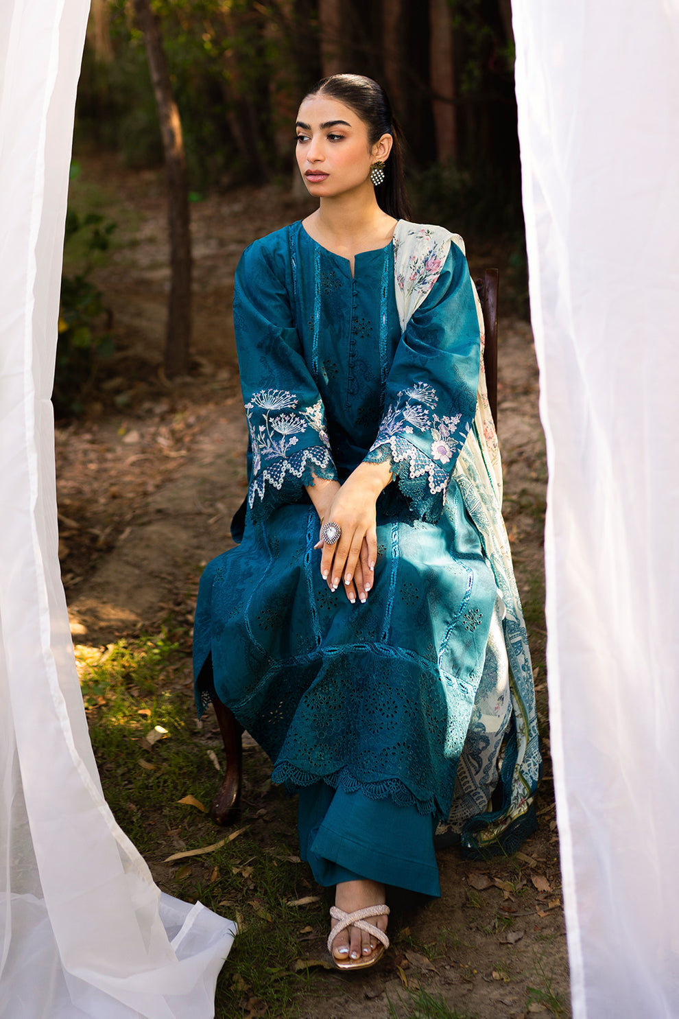 Neeshay | Summer Lines Printkari | LAGOON - Pakistani Designer Dress - by Neeshay | Type: Luxury - 100% Original at Saira Sultan