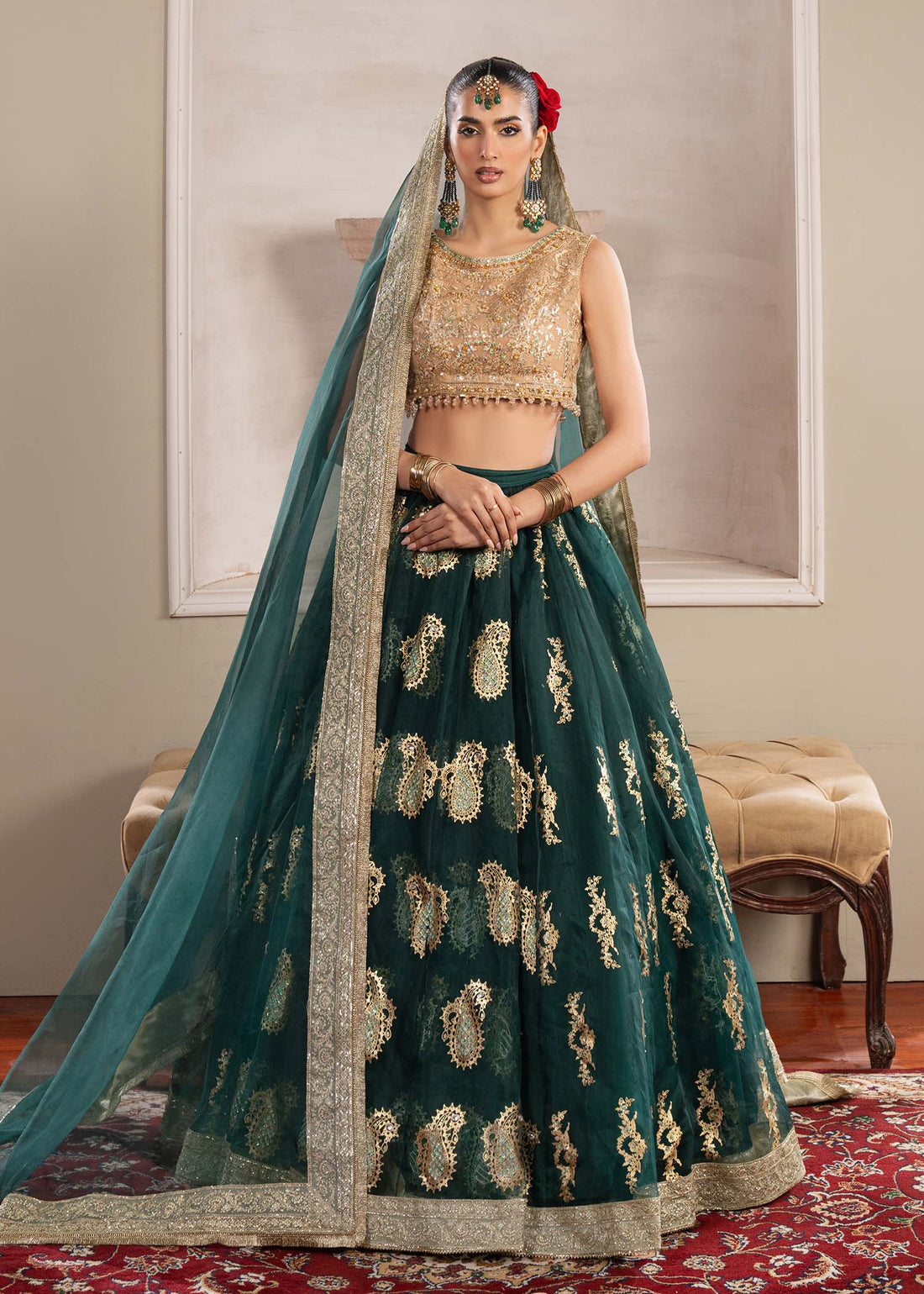Dastoor | Airah Festive 25 | Aurelia XS Bottle Green Net