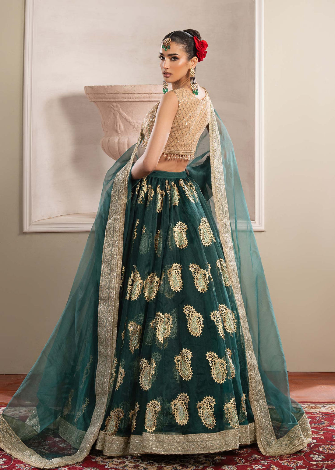 Dastoor | Airah Festive 25 | Aurelia XS Bottle Green Net