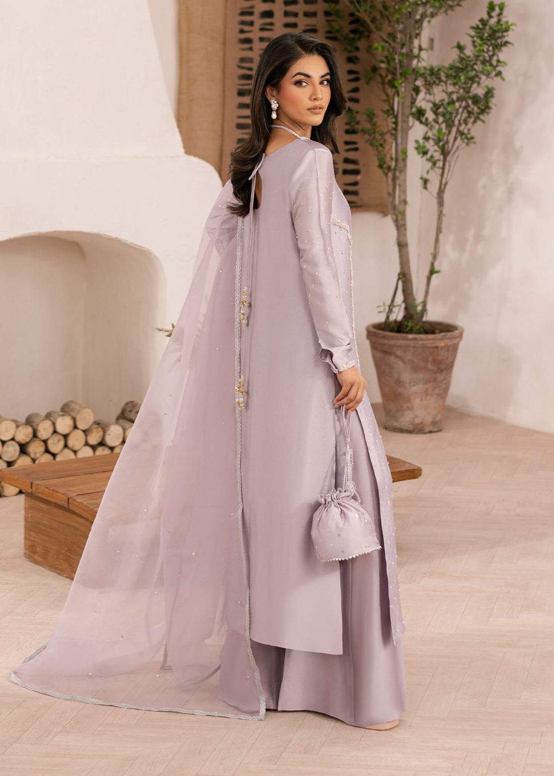 Dastoor | Rania Luxury Pret 25 | Aster XS Lavender Pinocchio Tissue Silk